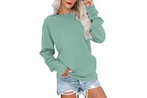 VIGVAN Damen Sweatshirt Pullover Elegant Basic Langarmshirt Rundhals Baumwolle Pulli Herbst Winter Casual Oberteile Langarm Tops
