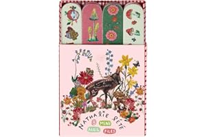 Vintage & Co Beauty Nail Files, 8 in Display Tray, Mini Manicure Nail Filer, Emery Board, Handbag Accessory, Travel Size, Vegan and Cruelty Friendly, Beauty Gift for Her, Nathalie Lete