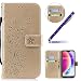 Produktbild Okssud Handyhülle für Huawei P20 Lite,Huawei P20 Lite Hülle Flip Case PU Leder Wallet Cover Bumper,Huawei P20 Lite Tasche Leder Gold 3D Pflaumenblüte Muster Pu Leder & Silikon Innerer Case mit Kartenfächer Magnet Standfunktion Bookcase Brieftasche Flip Case Lederhülle für Huawei P20 Lite + 1x Touchscreen Pen
