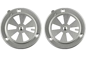 Honseadek Lot de 2 grilles d'aération pour fumoir de barbecue, grille d'amortissement, trou d'aération réglable en acier inoxydable, gestion efficace de la circulation de l'air