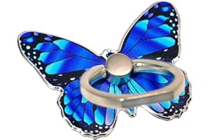 Kinizuxi Handy Ring Smartphone Fingerhalterung,Netter Schmetterling 360 Grad Drehung Ring Halter Ringhalter Fingerhalter Handyhalterung für iPhone iPad Samsung Huawei und mehr (1Blau)