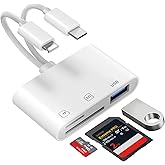 [Apple MFi Certified] SD Card Reader for iPhone iPad, Lightning USB C SD Card Adapter with SD/Micro SD/USB3.0, SD Card Reader