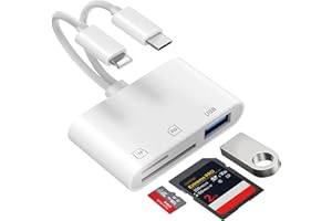 TICENPE [Certificado Apple MFi] Lector Tarjetas SD para iPhone iPad, Lightning USB C Adaptador Tarjeta SD con SD/Micro SD/USB3.0, SD Card Reader para iPhone/iPad/Macbook/Samsung/Teléfonos Android/Cámara