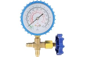 Ouitble Manomètre de Recharge de réfrigérant, Manomètre de Pression Basse et Haute Pression de réfrigérant de climatisation, adapté pour R410A R22 R134A R404A