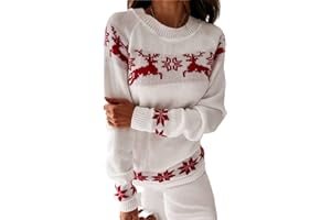Loalirando Maglione di Natale da Donna Elegante Maglia Donna Invernale Natalizia Manica Lunga Girocollo Caldo Pullover