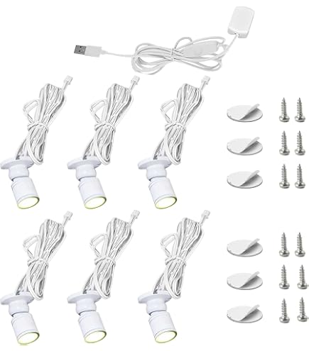 4 Spots LED USB Réglables 5V Lumière Chaude – Éclairage Vitrine Bijoux Étagère