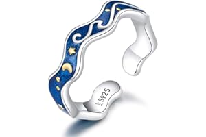 NewL Anelli in argento Sterling 925 per coppia di amanti del cielo stellato blu di Van Gogh anello aperto design gioielli accessori, Argento sterling