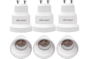 DiCUNO GU10 vers E27 Adaptateur de culot de lampe, Convertisseur de GU10 a E27 pour lampe LED/incandescence/halogène/CFL, 60W, 250V, Résistance max à la chaleur 125°, 6 Pièces