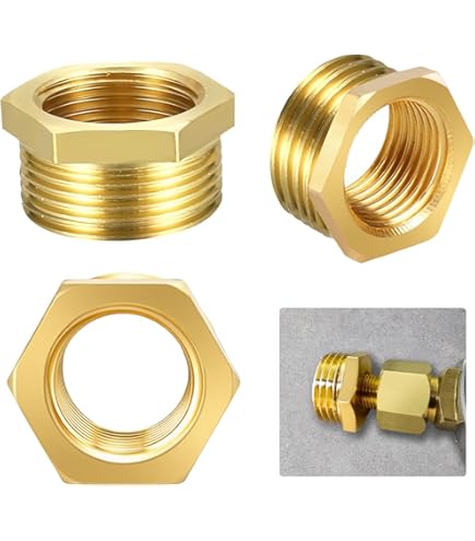 qpool24 - Messing reduceerstuk 1 1/2 inch IG x 1 inch AG buisschroefdraad ISO 228 adapter grote binnendraad op kleine buitendraad messing reducties past voor schroefverbindingen plat afdichtend
