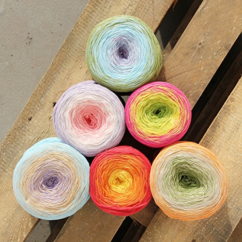 Rellana Regenbogen, Bobbel, Farbe 31 sorbet, 4-fach gefachtes Garn zum Häkeln und Stricken, 200 Gramm Knäuel ca. 800 M LL, toller Farbverlauf - 2