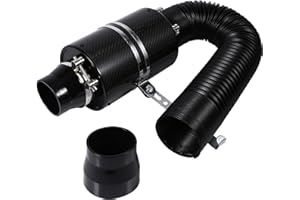 DEWIN Kit de Filtro de Admisión 3'' Universal,Filtro de Aire Cerrado de Fibra de Carbono Kit de Filtro de Admisión Filtro Conico Filtro de Aire Alto Flujo para Coche Automóvil