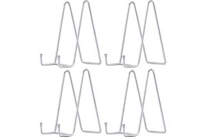 HCHLQLZ (4 Stück Silber Metall Tellerständer Tellerhalter Eisen Staffelei Display Ständer für Schüssel Teller Kunst Foto Bilderrahmen-Höhe 15,2 cm