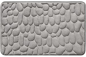 BERGXPERTEN La Berge Le Tapis de bain Galet Tapis de bain galet 3D mémoire de forme 50×80 cm – 100% microfibre ultra-doux, absorption rapide, base antidérapante SBR, séchage rapide, lavable en machine