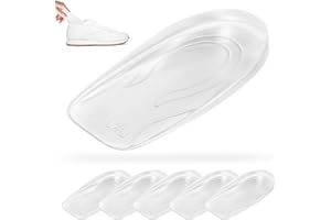 TENBRACHIAN 6 STK Fersenpolster Fersenkissen, Silikon Gel Fersenkeil Achillessehne Einlagen 1cm, Schuheinlagen Erhöhung, Transparente Fersenkissen für Schuhe Verschiedene Längen und Höhen, Männer Frauen(1cm)