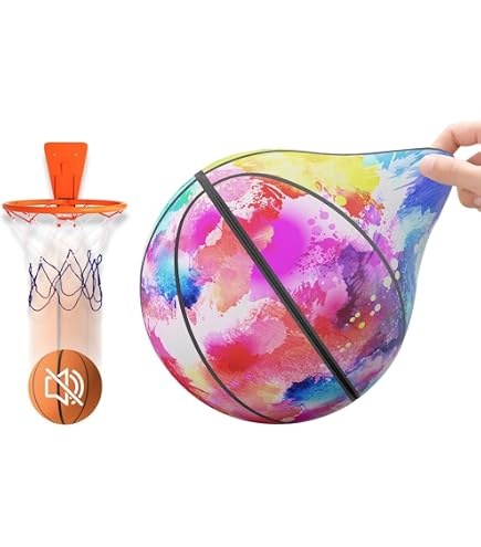 Produktbild von Leiser Basketball Für Drinnen – Heller Stummer, Professioneller Geräuschloser Basketball, 3D-Basketball, Leiser Ball, Luftloser Schnellbounce Schaumstoff, Indoor-Basketball Für Erwachsene Und Kinder