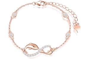 MicLee Bracciale di simbolo infinito con zirconi da donna ragazze bracciali regolabile con delfino creativo in argento 925 gioielli eleganti