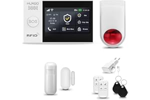 HUXGO® Kit allarme casa senza fili HXA007 con Sirena esterna WiFi + GSM, 1x sensori di allarme per finestre/portes, 1x rilevatori di movimento