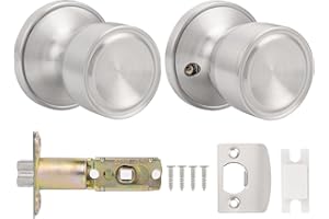 Probrico Internal Door Knob, Tulip Passage Door Knob, Round Door Handle for Interior Doors, Keyless, Brushed Nickel, 1 Pack