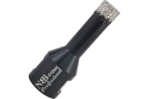 NBB Scie cloche diamant brasé sous vide avec M14, pour le forage à sec ou humide de manière professionnelle sur porcelaine dure, céramique, carrelage, granit, pour meuleuse d'angle (Dia.12mm)