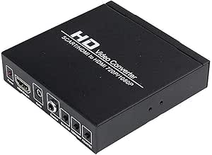 Flylink PAL/NTSC SCART + HDMI to HDMI Video Converter Box 1080P Upscaler with 3.5mm and Coaxial Audio Output for Game Consoles, DVD, STB