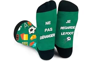 PIROO Cadeau Homme Noel Chaussettes Humour Homme 43-46 Chaussette Fantaisie Humour Rigolo Drôle cadeau Anniversaire Noël Papa Homme grand pere Chaussette de Football