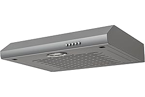 FIREGAS Cappa Aspirante 60 cm, Alta Efficienza, Design Moderno, Luce LED, Risparmio Energetico e Ricircolo,Cappa Cucina,Cappa Aspirante 60 cm Sottopensile,Grigio