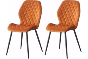 Weegstok Velvet Dining Chairs Set of 2 Kitchen Chairs Dining Room Lounge Reception Chairs with Metal Legs for Living Room Bedroom,Orange