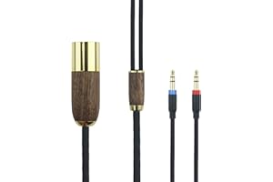 HANSNBY Cavo bilanciato XLR a 4 pin 6N OCC rame placcato argento cavo guscio in legno di noce compatibile con cuffie Hifiman Sundara, Ananda, Arya, HE400SE, HE4XX, HE-400i (versione 2 x 3,5 mm)