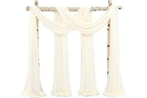 Showgeous Wedding Arch Draping Fabric 2 Panels 28" x20Ft Ivory Chiffon Fabric Drapery Wedding Arch Drapes Chiffon Sheer Backdrop Curtains for Arbor Wedding Archway Ceremony Ceiling Swag Decorations