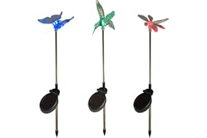 ‎LIGHTS4FUN Lights4fun 6er Set Solar Stableuchten Gartendeko Libelle Kolibri Schmetterling