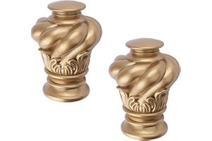 UFURMATE Curtain Finials 2Pcs Plastic Drapery Rail Pole Head Cap Decorative Window Treatment Finials Ends, Fits Dia. 32mm/1.26in Curtain Rods (Gold Spiral)