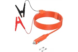 Tonton 12V Cable de Carga de batería de Plomo de Coche, Enchufe de Encendedor de batería de Coche con Pinza de cocodrilo, para Todos los generadores solares y Estaciones de energía Jackery