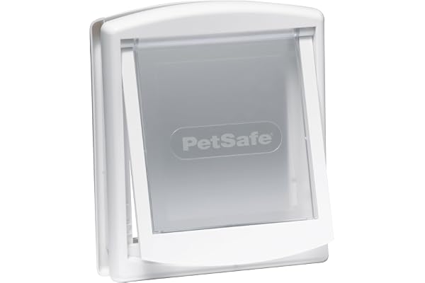 PetSafe – Chatière pour Chien et Chat Originale Staywell, 2 Voies d’accès – entrée et Sortie - Porte pour Animaux. Résistante, Rigide, Panneau de Fermeture Inclus – Blanc (L)