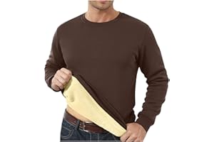 HAOLEI Mens Fleece Jumpers Crew Neck Fleece Lined Sweatshirts Thermal Winter Warm Pullover Sherpa Sweater Long Sleeve Plain Casual Workwear Thick Gym Fuzzy Fluffy Sweatshirt UK Sale Clearance