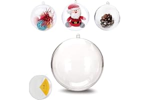 Uhat Pack 5 Transparent 4-12CM Large Empty Baubles to Fill DIY Crafts Fillable Baubles Ornament Hanging Ball for Decoration (12cm)