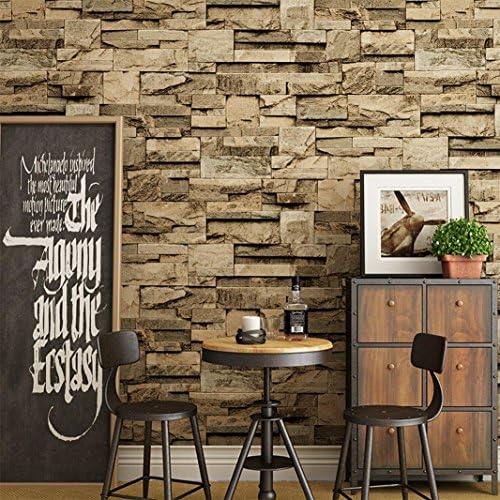 CLOERE American style Retro Dimensional Imitation brick Background wall Decorations 3D Cafe bar waterproof Environmental protection PVC wallpaper , khaki