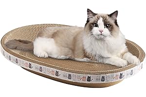 HUJINKAN grattoir Chat Carton, 2 en 1 grattoir Chat Rond Ovale, Lit À Gratter Haute Densité, D'intérieur Grattoirs Meubles en Carton, Salon À Gratter pour Chats D'intérieur Dormant