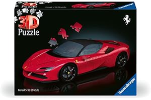 Ravensburger - Puzzle 3D Véhicules - Ferrari SF90 Stradale avec Grille de Construction - A partir de 8 Ans - 108 pièces numérotées à Assembler sans Colle - Accessoire de Finition Inclus - 11576
