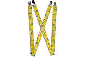 Buckle-Down Men's Suspenders-Tweety Bird Poses Baby Blue