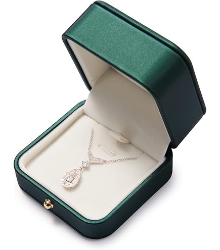 GORGECRAFT Velvet Necklace Box Dark Green Double Open Long Necklace Case Rectangle Jewelry Display Holder Gift Box for Birthday Engagement Wedding Jewelry Organizer Home