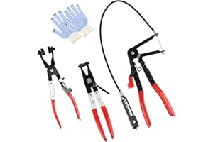 QOUBNIC 3 Piezas Alicates Abrazaderas Coche Profesionales, Cuello Recto 45°Muelle Antideslizante Acero al Carbono Herramienta para Reparación de Tubos de Agua/Aceite en Vehículos