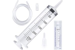 YSIMPLE Large Capacity Plastic Syringe with 1m Tube,for Liquids, Oil or Glue Applicator, Experiments, Pet Feeding,Plant irrigation Labor&Science Use（250ml）