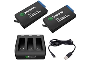 Smatree Batería (Paquete de 2) con Cargador de 3 Canales Compatible con Hero MAX