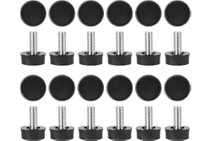 QWORK® nivelleringsfötter, möbelnivellerare, möbelskruv utjämningsfot, gängstorlek: M6, gänglängd: 10 mm, basstorlek: 15 x 6 mm, 24 st