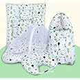 Infans Mini Baby Bedding Set, 4 Pcs Cotton Sleeping Essential|Baby Sleeping Bag|Sleeping Mattress|Mother Nursing Feeding Pillow|Mosquito Net Bed for 0-6 Months (Panda Green)