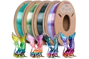 ERYONE Filament PLA 1,75 mm, do drukarki 3D, wielokolorowy filament PLA +/-0,03 mm, 4 x 250 g/opakowanie, jedwabny filament Rainobw-PLA, metal luster, las i wszechświat i słodycze