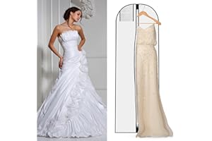 AIDBUCKS Atmungsaktiver Kleidersack 180 cm Anti-Staub Hochzeitskleid Kleidersäcke mit reißverschluss für Brautkleider Brautkleidhülle Abendkleider Lange Mäntel, Weiß-Schwarz