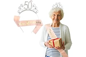 ‎ZKGYUS 50. Geburtstag Krone Schärpe, 50 Geburtstag Frauen Deko Schärpe und Tiara, Rose Gold 50. Geburtstag Geschenke Krone für Birthday Party, für 50 Geburtstag Deko Geschenk und Frauen Party Accessoires