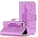 Produktbild Neu Design für Apple iPhone 7 Hülle,Feder Feather Serie 3-in1 Bunt Leder hülle,Leder PU Lederhülle Muster Pattern Flip Hülle Case Bookstyle Cover Schale Standfunktion Etui Schutzhülle Tasche Credit Card Slots Wallet Case Leder Tasche Schutzhülle[Lila]