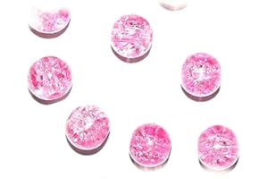 KATIX *JSB* 40pcs x 8mm Pink Round Crackle Glass Beads for Jewellery Making - (Ref:13A3)